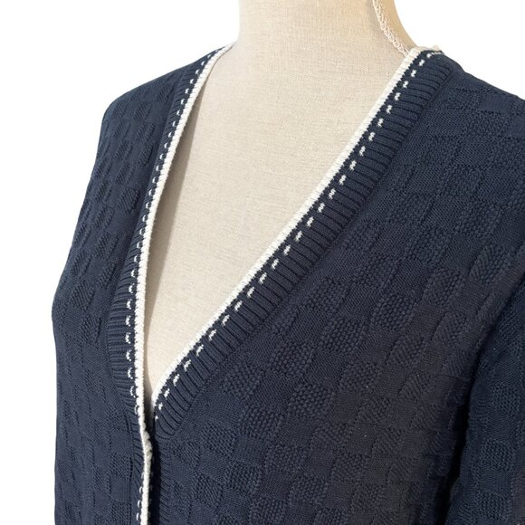 Rhone women's Birdie Oversized Cardigan sweater size S small navy blue white - Picture 6 of 11